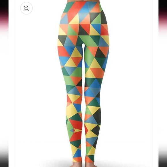 LULAROE BOLD COLORFUL BRIGHT GEOMETRIC TRIANGLE PATTERN  LEGGING - Picture 16 of 16